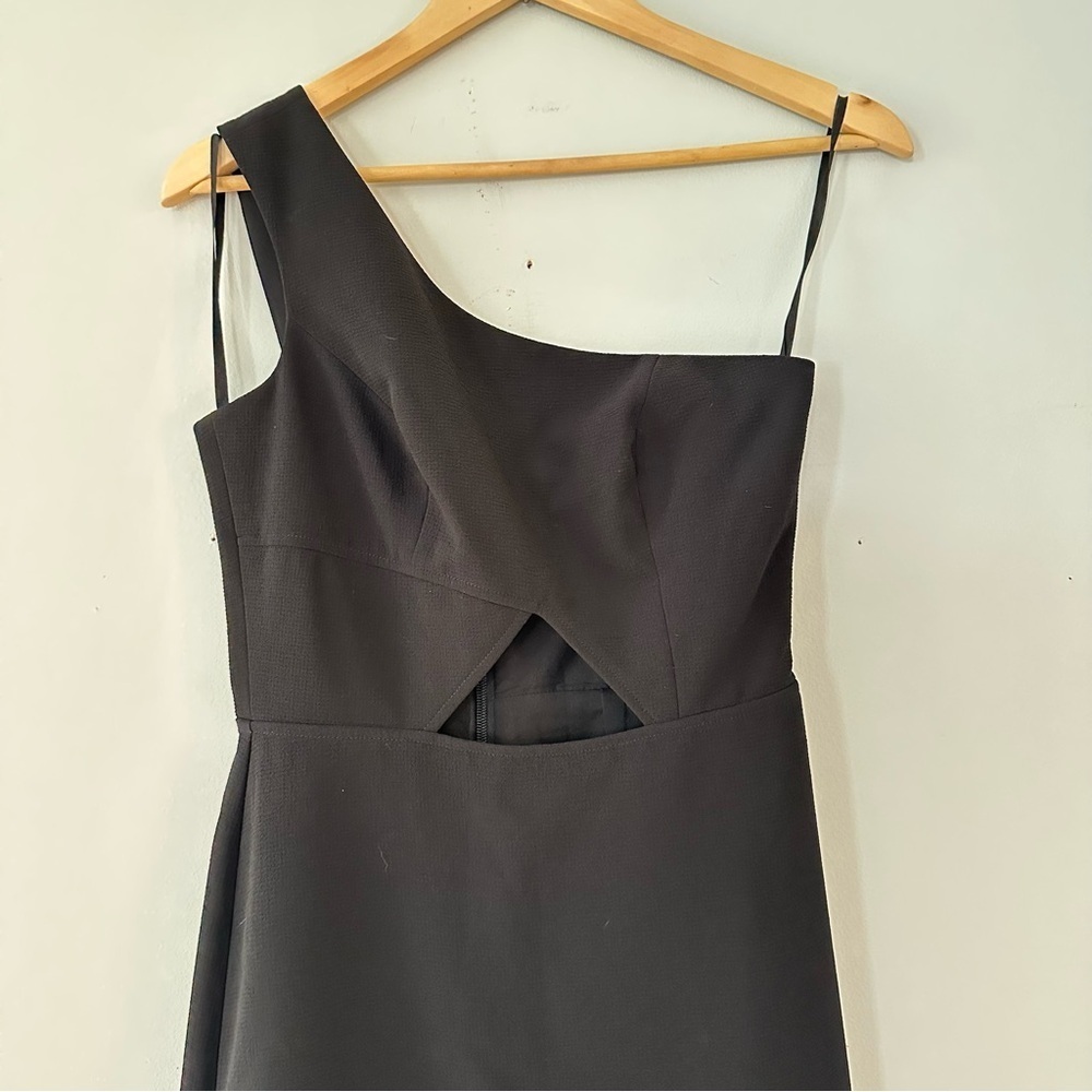 BCBG MAXAZRIA Kauri Gown Black One Shoulder Cutout Maxi Dress w/ Slit Size 2 - Picture 4 of 11